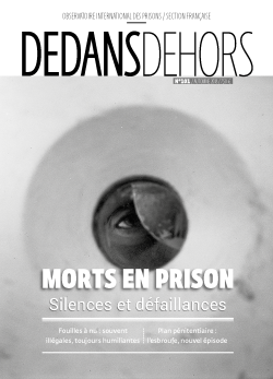 DEDANS DEHORS N°101 Morts en prison : silences et défaillances